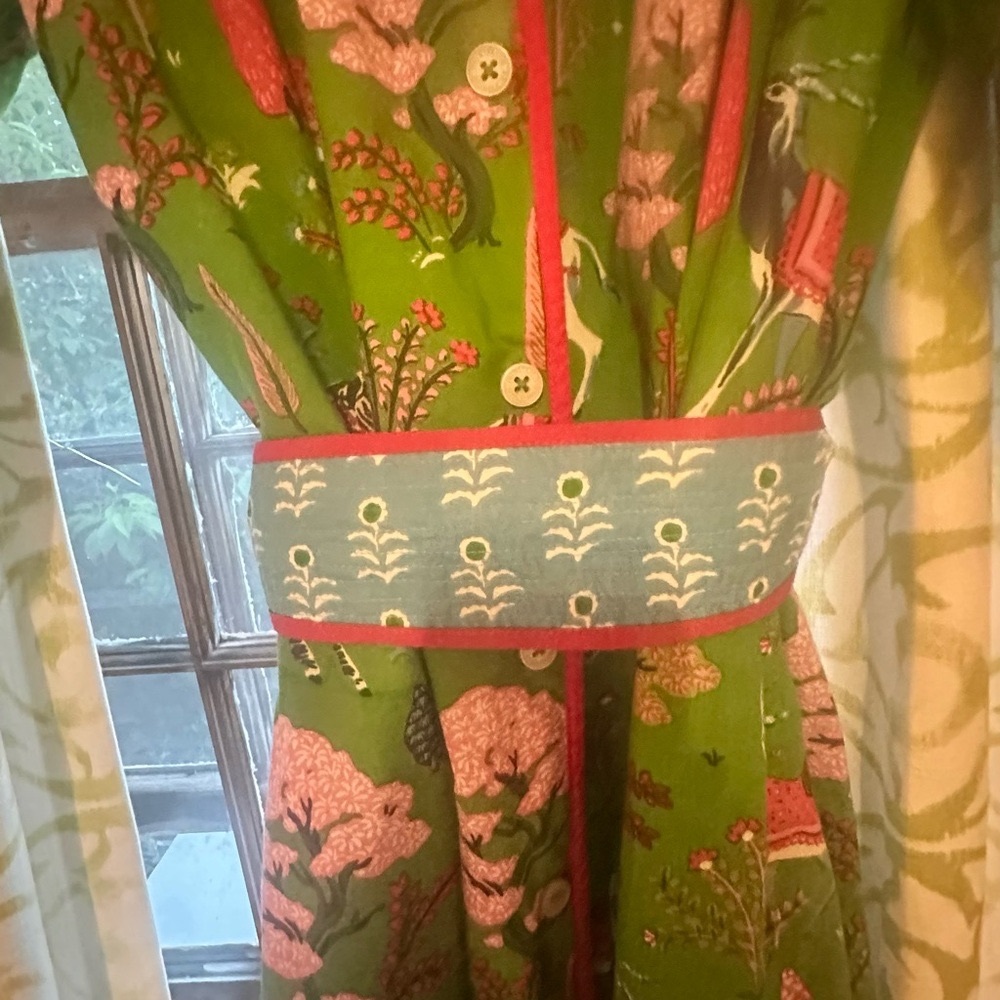 Green and Blue Maxi Dress with Vibrant Design by Printfresh